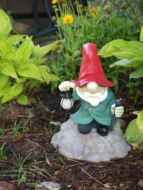 Garden gnome with lantern