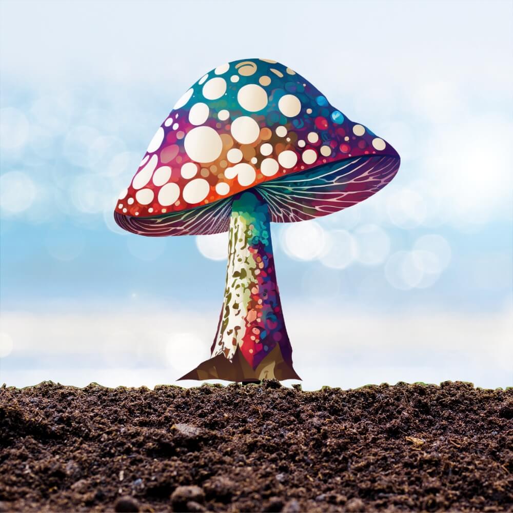 Colorful Polka Dot Mushroom Steel Stake- UV Print