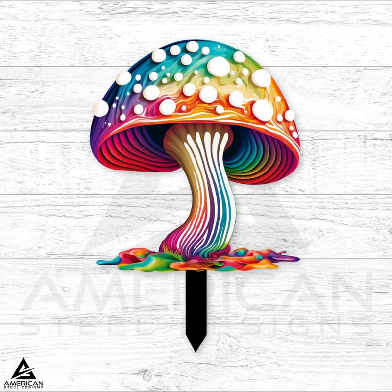 Colorful Melting Mushroom Steel Stake- UV Print