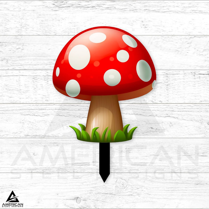 Red Mushroom Steel Stake- UV Print