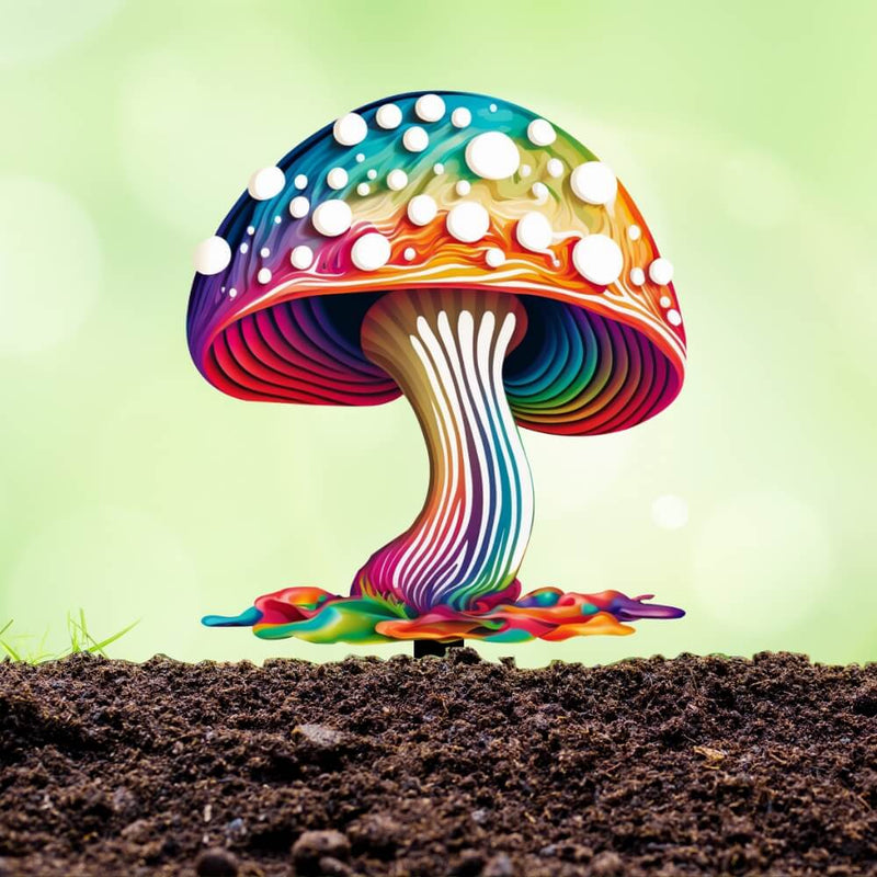 Colorful Melting Mushroom Steel Stake- UV Print