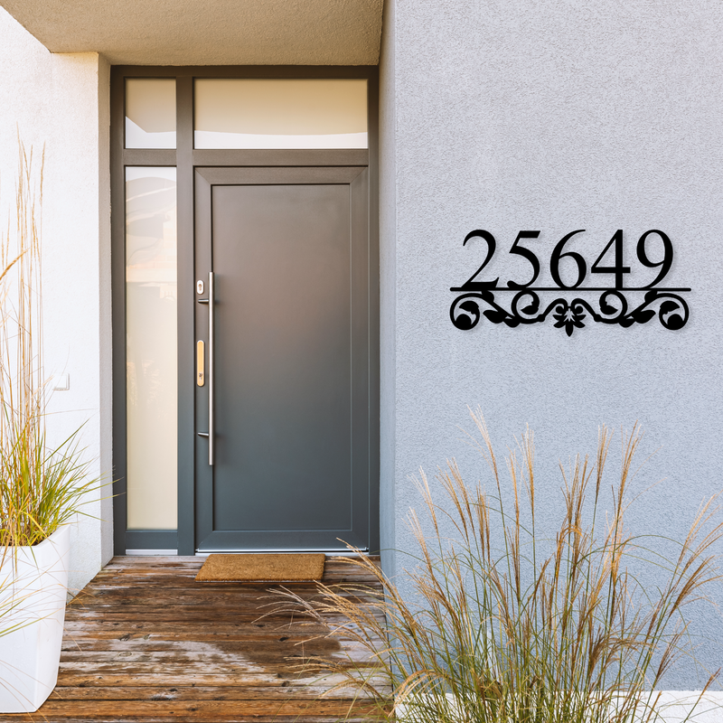 Vine Swirl Home Number Sign