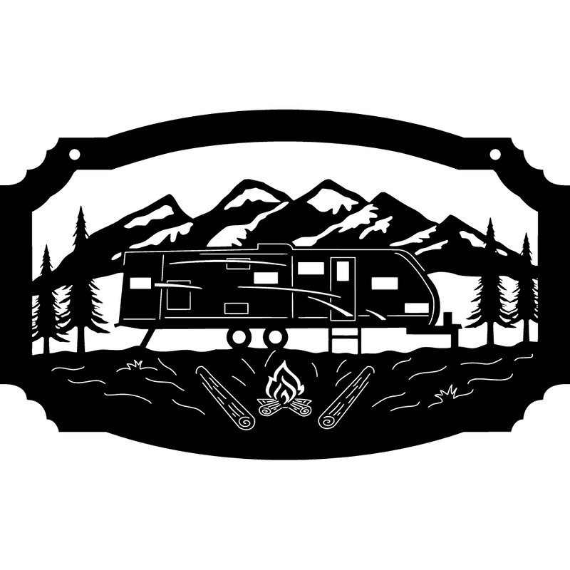Camp Scene Travel Trailer Sign