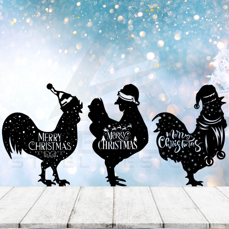 Christmas Chickens Stake Set