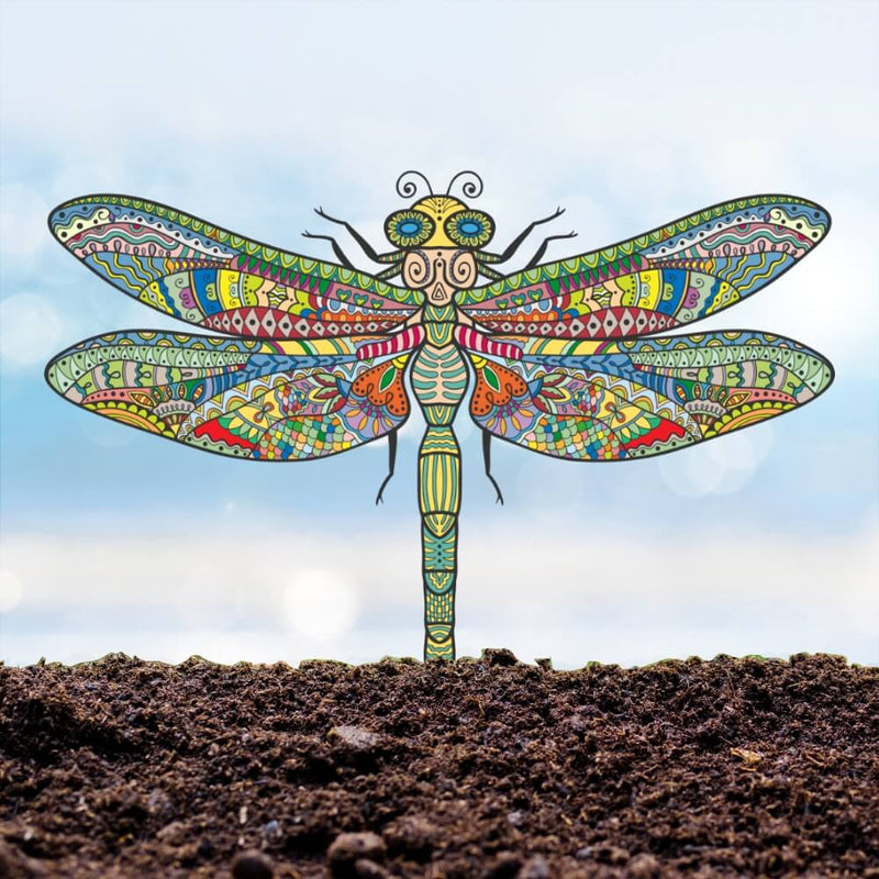 Multicolor Dragonfly Steel Stake- UV Printed