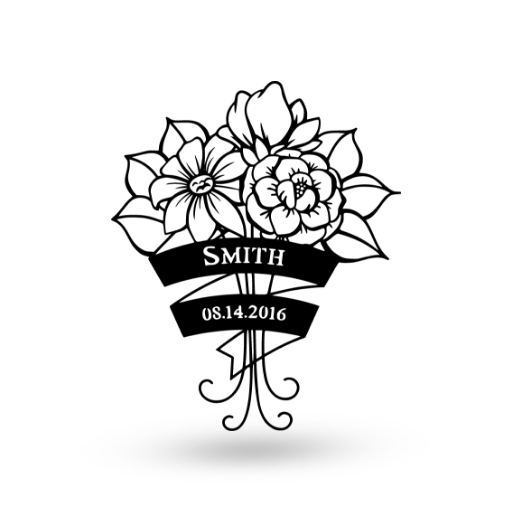 Beautiful Floral Monogram Sign - American Steel Designs
