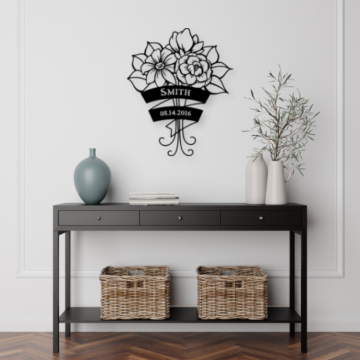 Beautiful Floral Monogram Sign - American Steel Designs