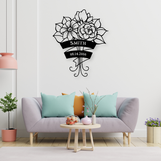 Beautiful Floral Monogram Sign - American Steel Designs
