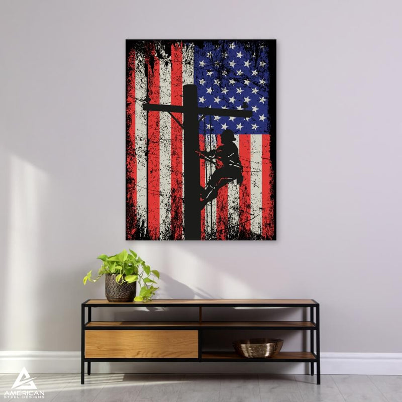 American Flag Cross Steel Print