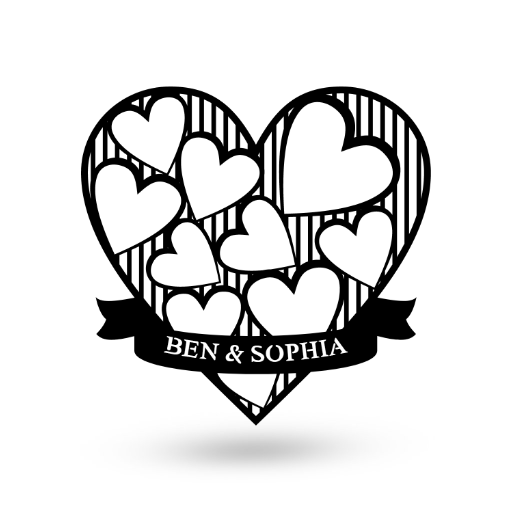 Hearts Monogram Sign - American Steel Designs