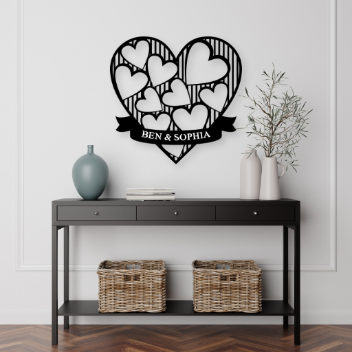 Hearts Monogram Sign - American Steel Designs
