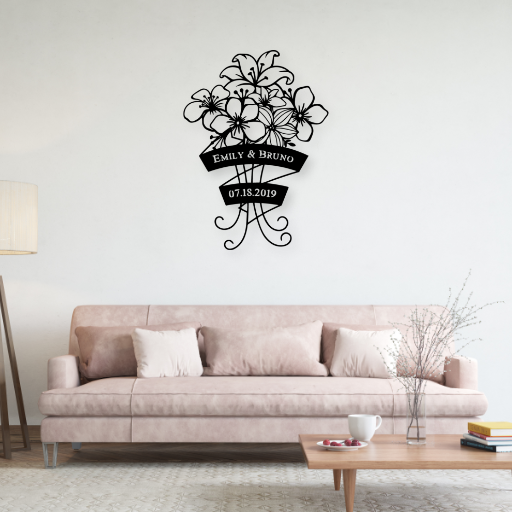 Fancy Floral Monogram Sign - American Steel Designs