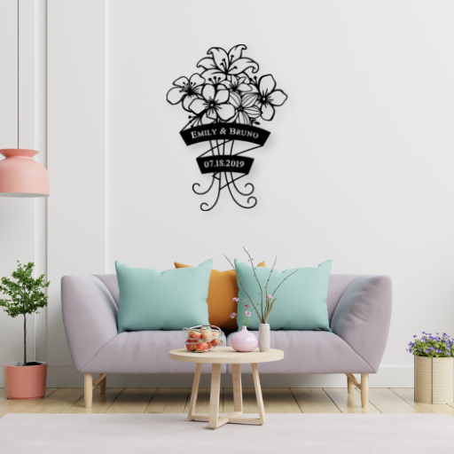 Fancy Floral Monogram Sign - American Steel Designs