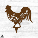 Floral Rooster Stake