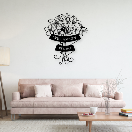Gorgeous Floral Monogram Sign - American Steel Designs