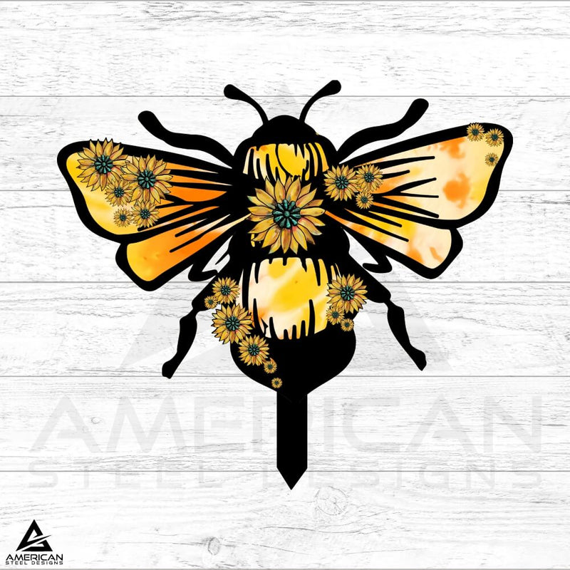 Sunflower Bee Steel Stake- UV Print