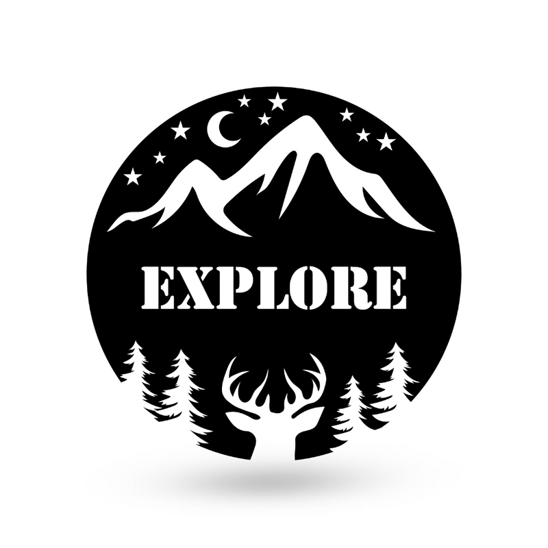 Mountain and Deer Monogram
