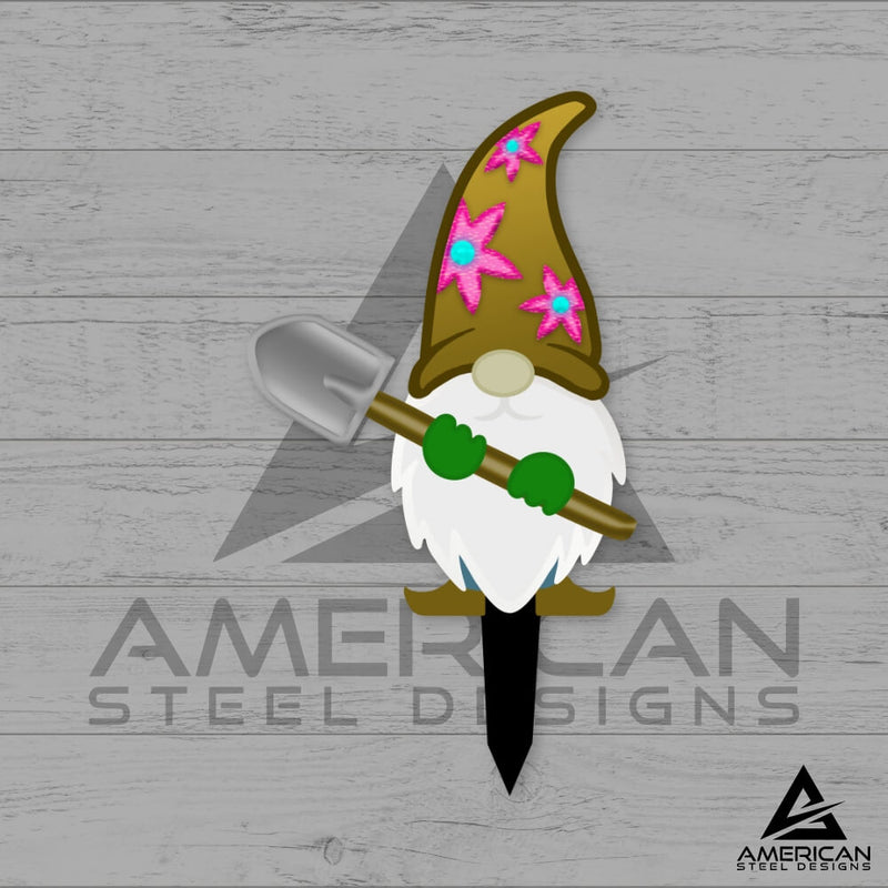 Farmer Gnome Steel Prints Stake Set