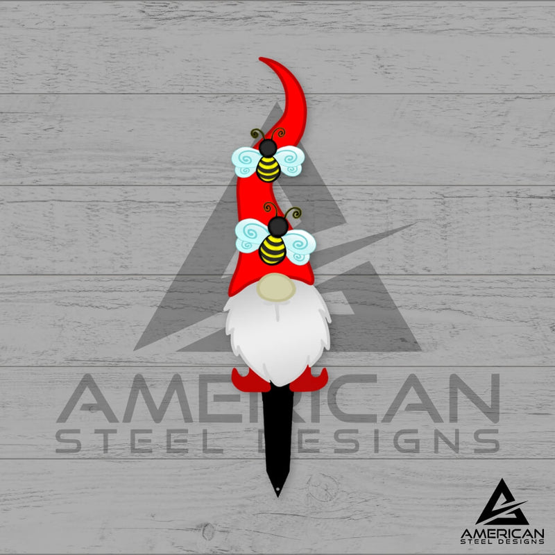 Bee Gnome Steel Prints Stake Set
