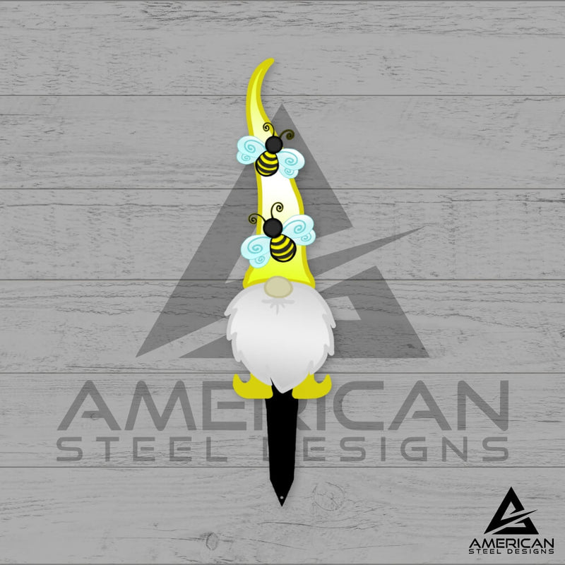 Bee Gnome Steel Prints Stake Set