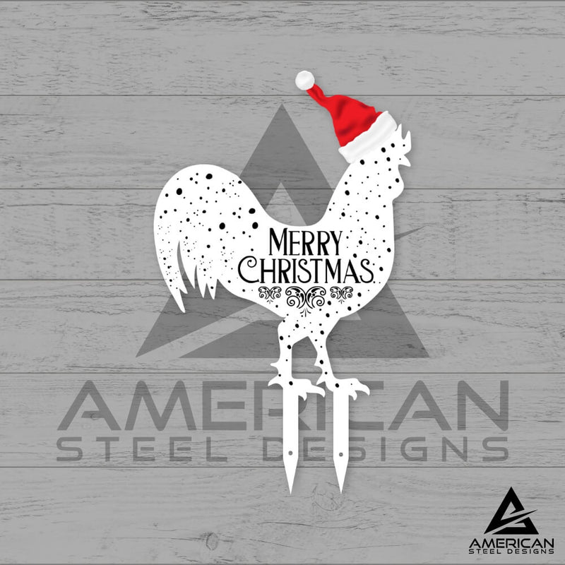 Printed White Christmas Chickens Stake Set