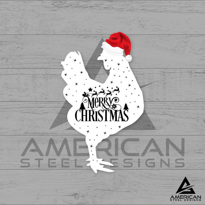 Printed White Christmas Chickens Stake Set