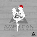 Printed White Christmas Chickens Stake Set