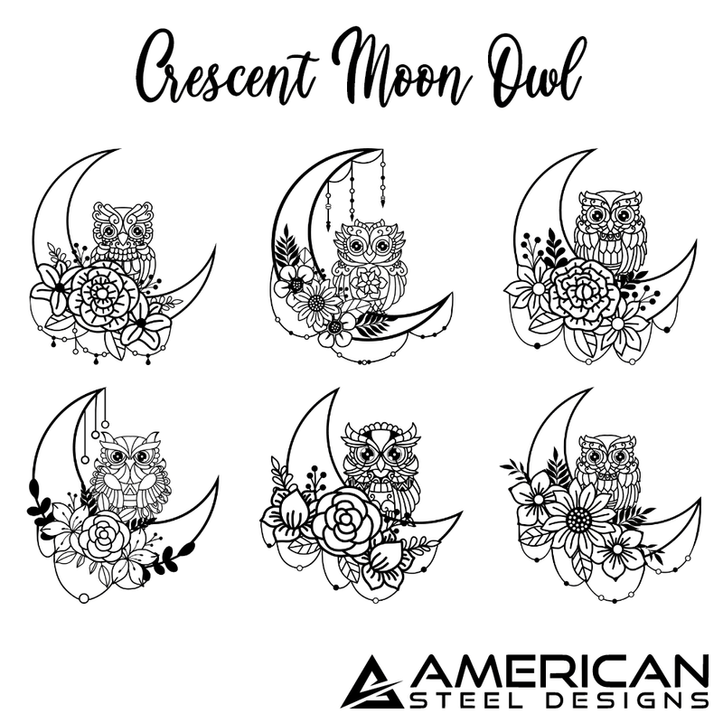 Owl Floral Crescent Moon