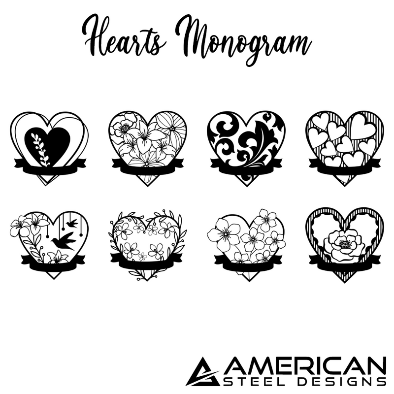 Hearts Ribbon Monogram