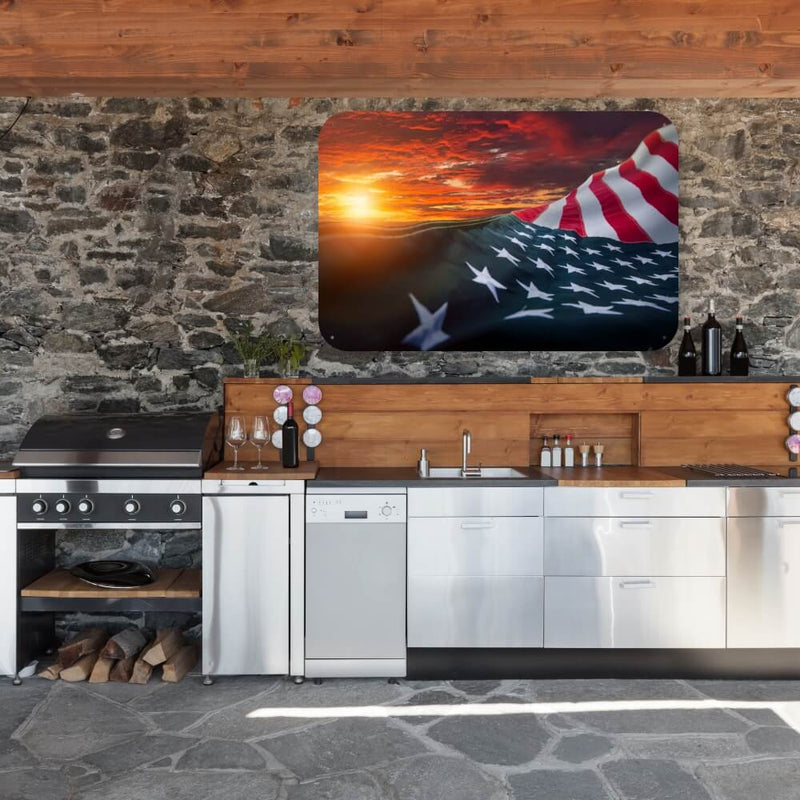"American Flag Sunset" Steel Print