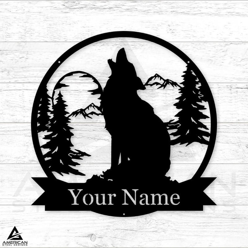Nature Wolf Howling Monogram