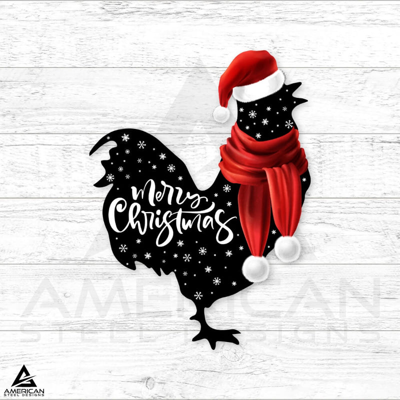 Printed Black Christmas Chickens Stake Set