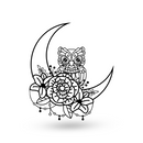 Owl Floral Crescent Moon