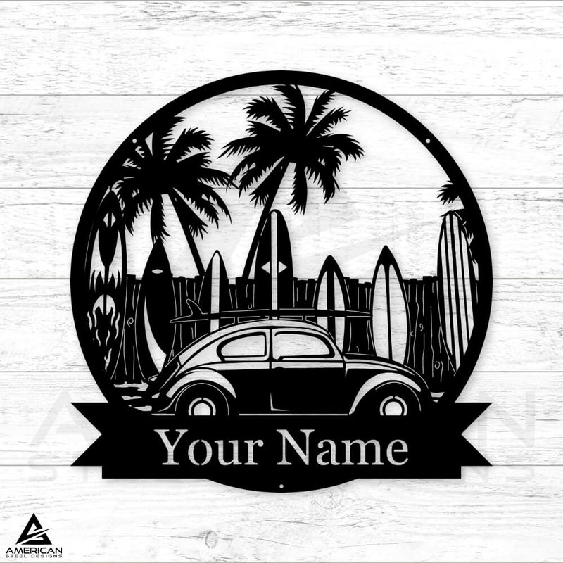 Bug Beach Scene Monogram