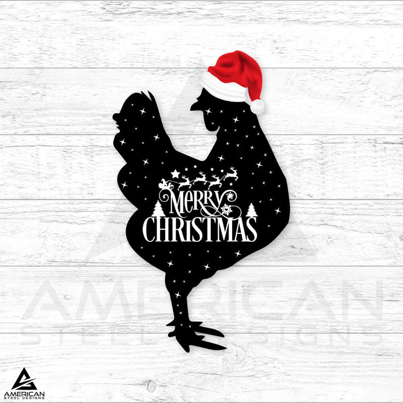 Printed Black Christmas Chickens Stake Set