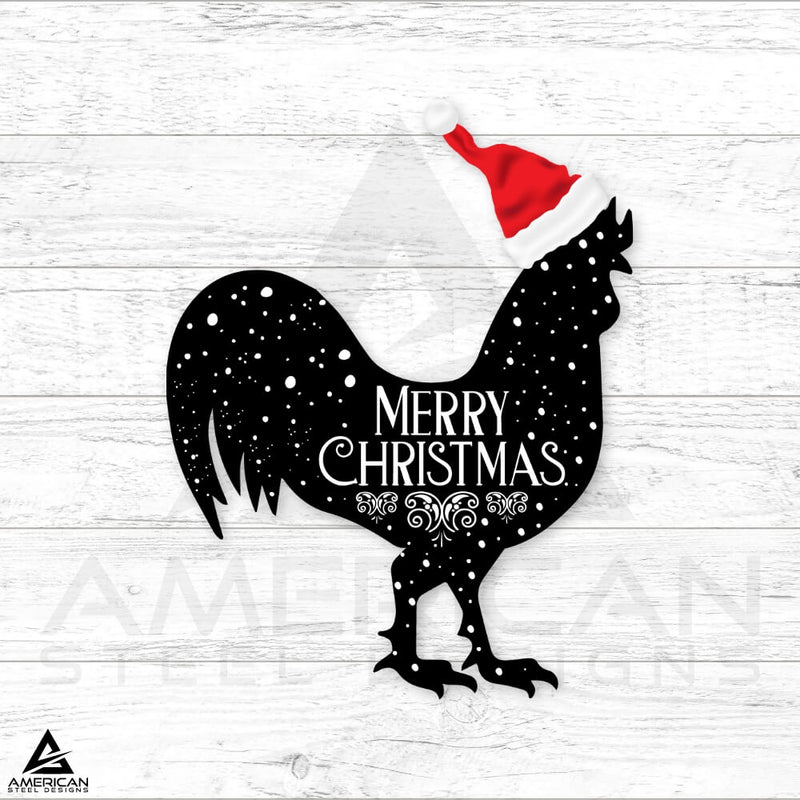 Printed Black Christmas Chickens Stake Set