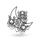 Owl Floral Crescent Moon