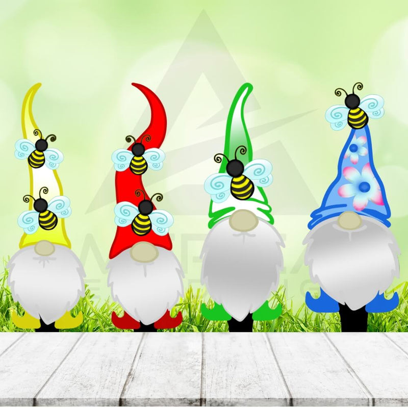 Bee Gnome Steel Prints Stake Set