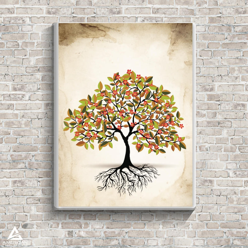 Flower Tree with Roots Canvas Print