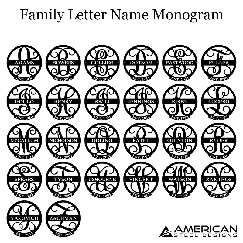 Family Letter Name Monogram