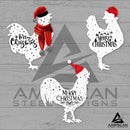 Printed White Christmas Chickens Stake Set