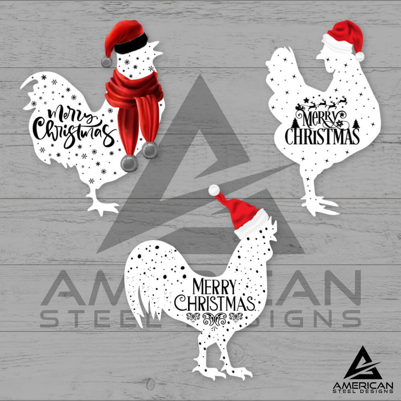 Printed White Christmas Chickens Stake Set