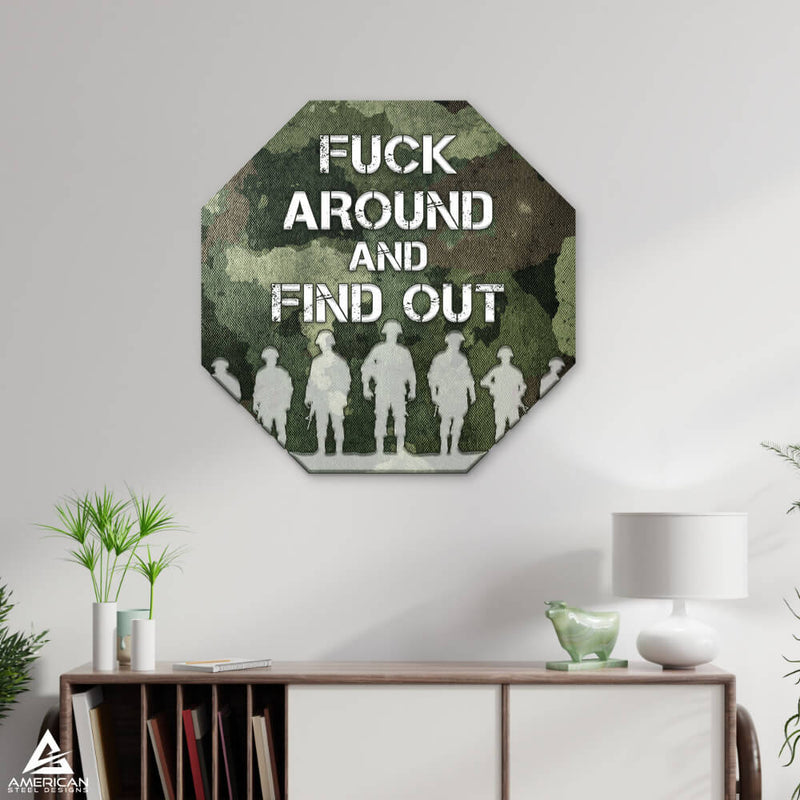 F Around Find Out Silhouette Steel Print