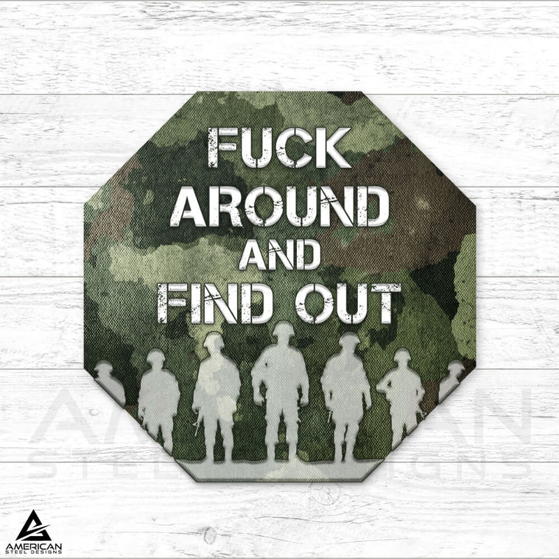 F Around Find Out Silhouette Steel Print